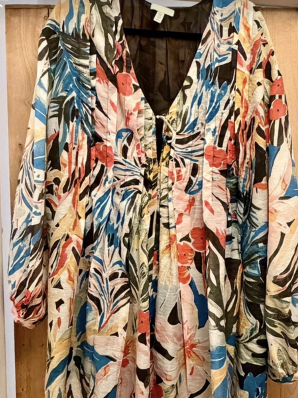 H&M Multicolor Floral Tie-Front Tunic
